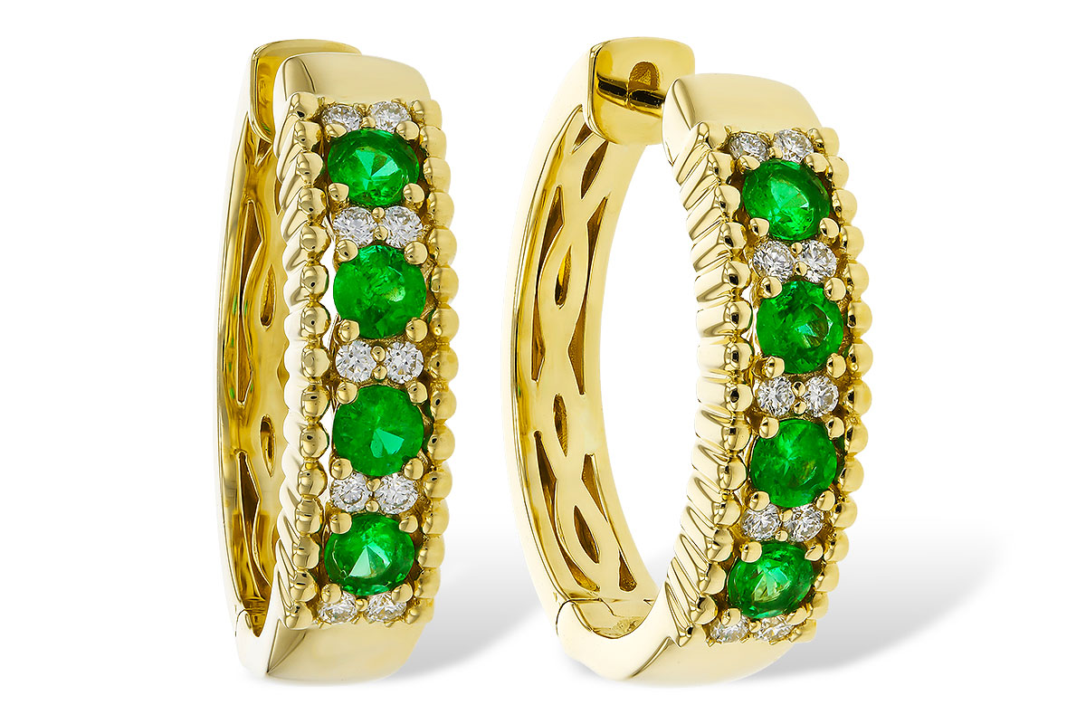 A274-90085: EARRINGS .33 TW EMERALD .45 TGW