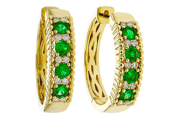 A274-90085: EARRINGS .33 TW EMERALD .45 TGW