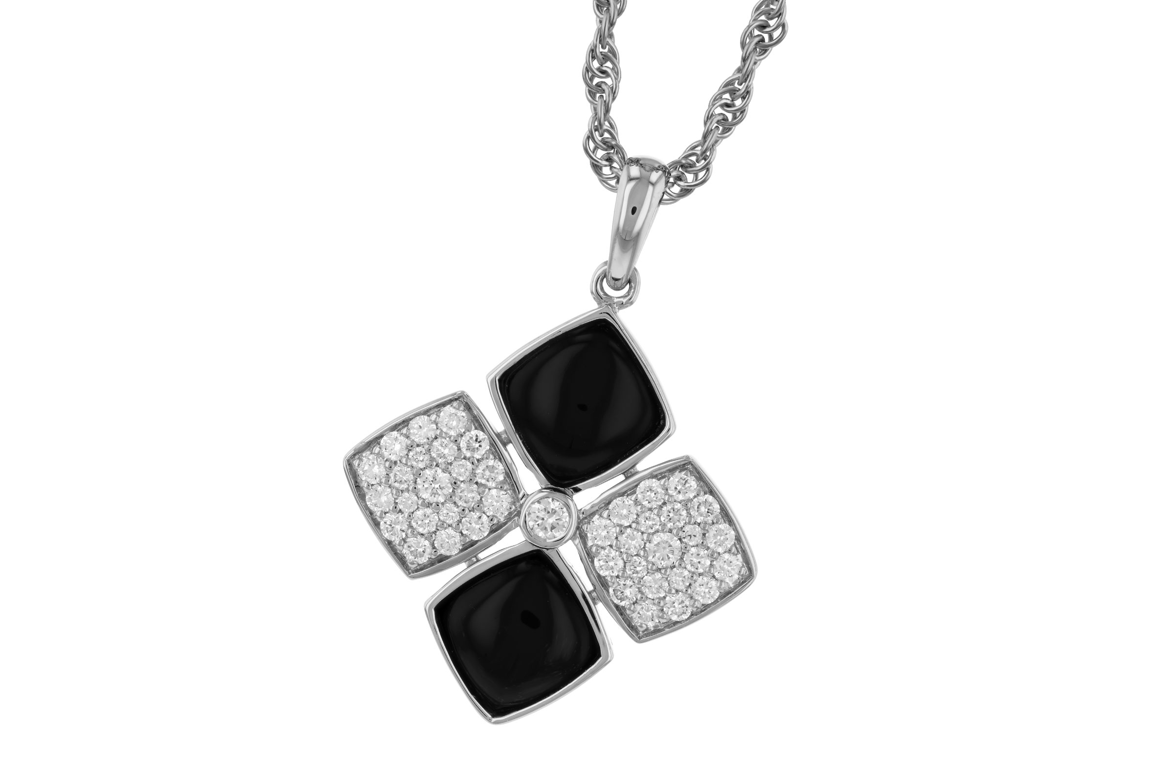 A275-73712: NECKLACE 1.23 TW ONYX 1.50 TGW