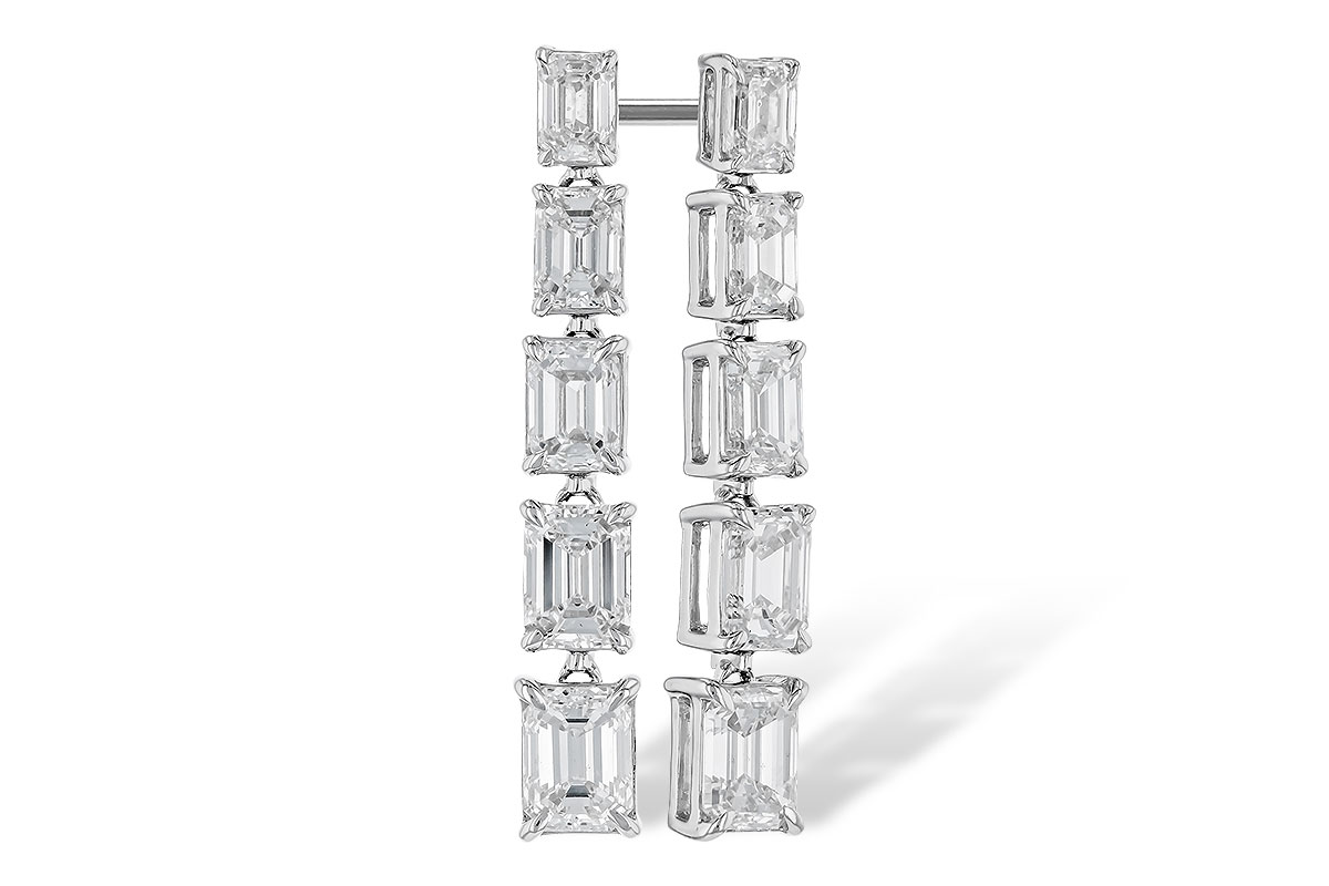 B273-91903: EARRINGS 1.90 TW EMERALD CUTS