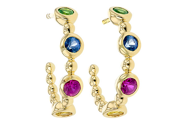 B275-72730: EARR .68 TW MULTI-COLOR SAPPH & GREEN GARNET