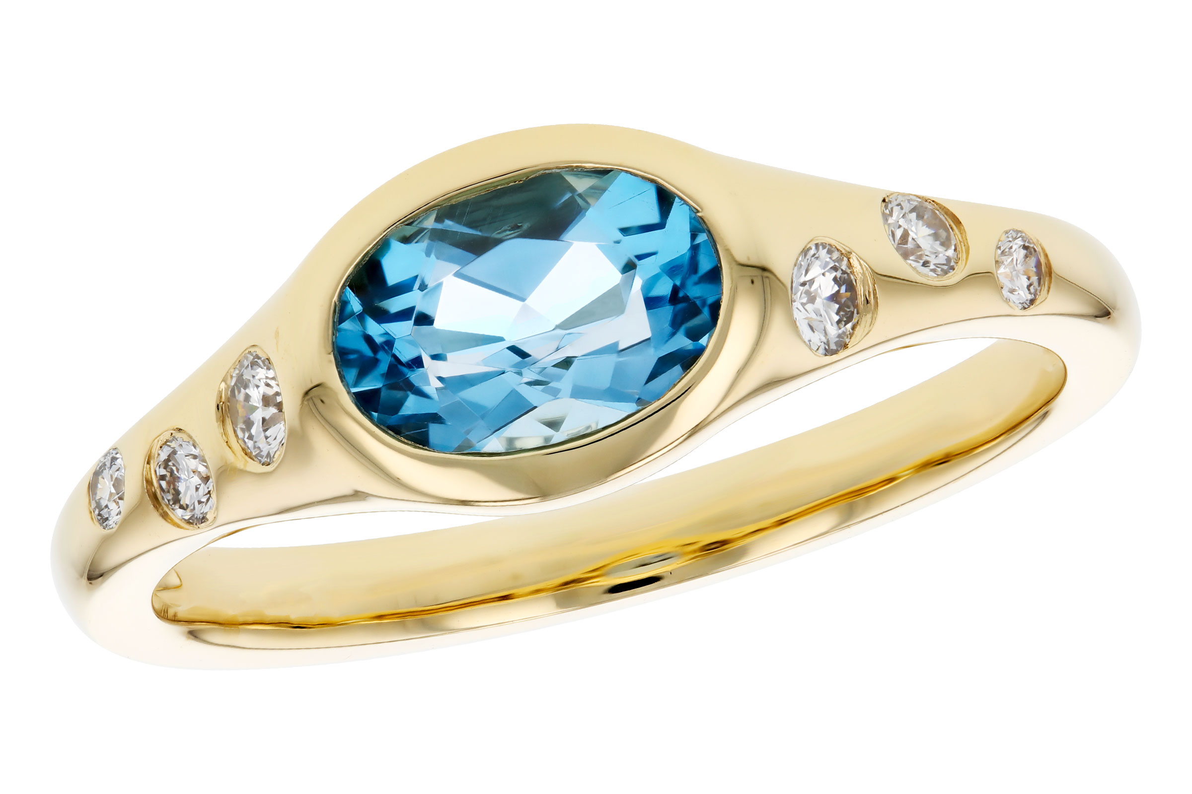 B275-74567: LDS RG .94 BLUE TOPAZ 1.08 TGW (7x5MM OV)