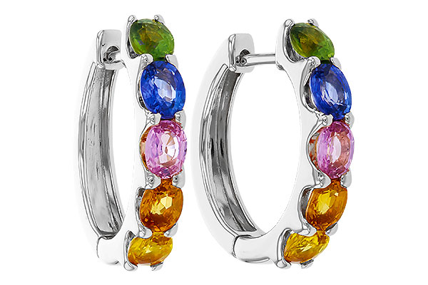 C274-84567: EARRINGS 2.20 TW MULTI-COLOR SAPPHIRE