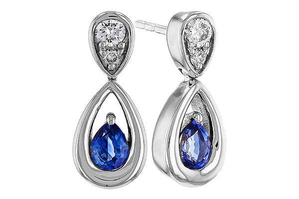 C274-84585: EARRINGS .42 SAPPHIRE .54 TGW (4x3 SAPP)