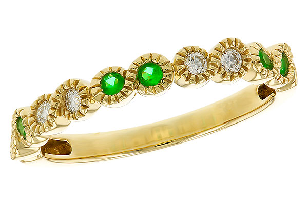 C274-88248: LDS WED RG .11 TW EMERALD .20 TGW