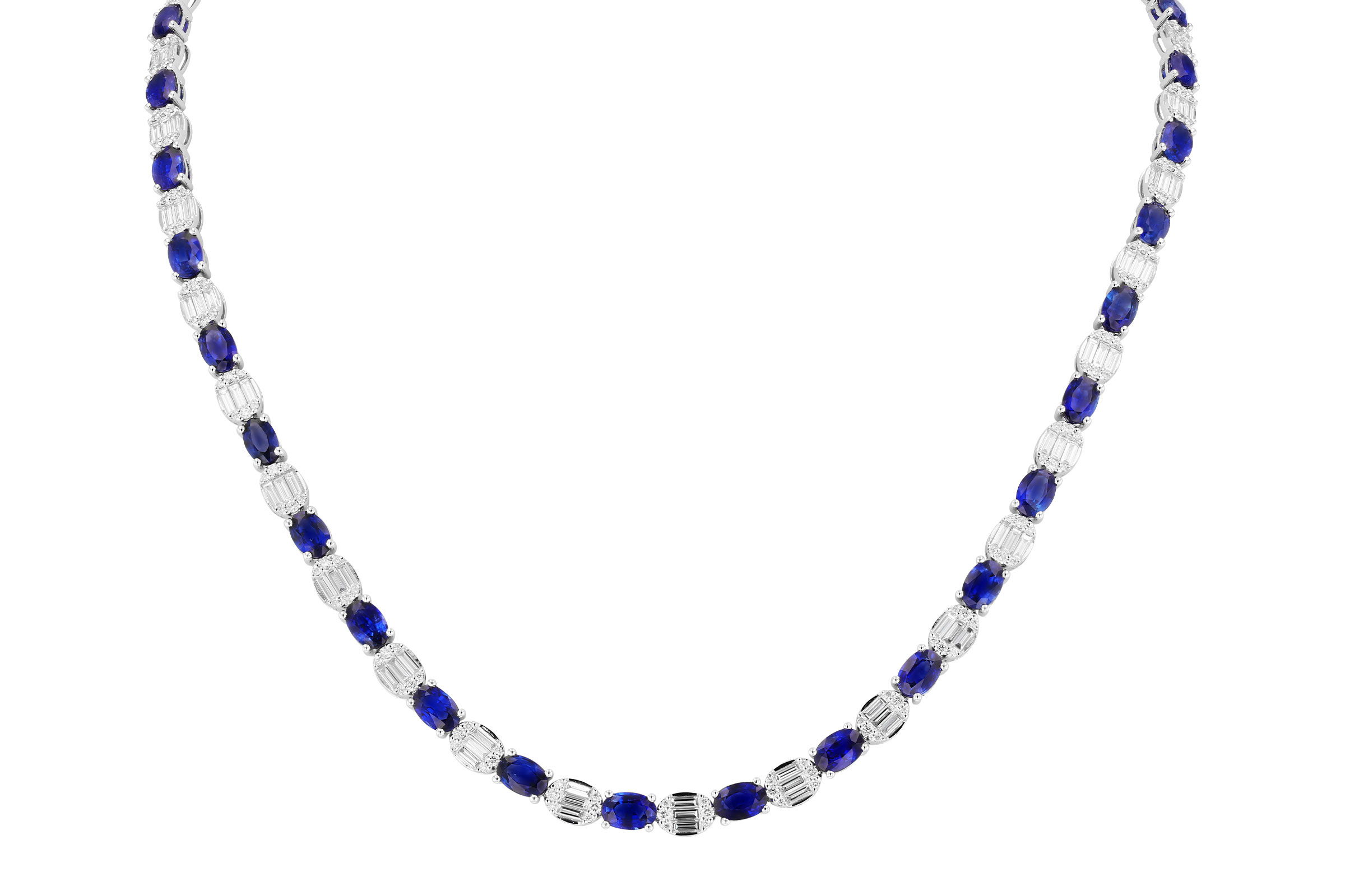 C275-74548: NECKLACE 17.68 TW SAPPHIRE 21.82 TGW (17")