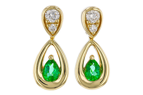 D274-85503: EARRINGS .20 EMERALD .32 TGW (4x3 EMER)