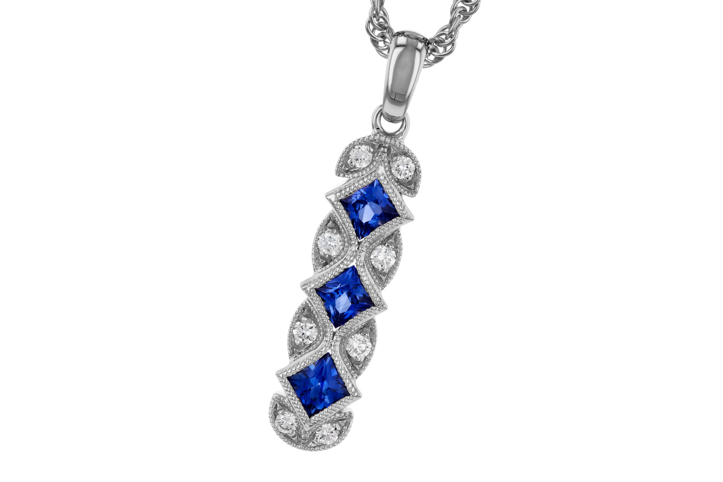D275-74548: NECKLACE .55 TW SAPPHIRE .64 TGW