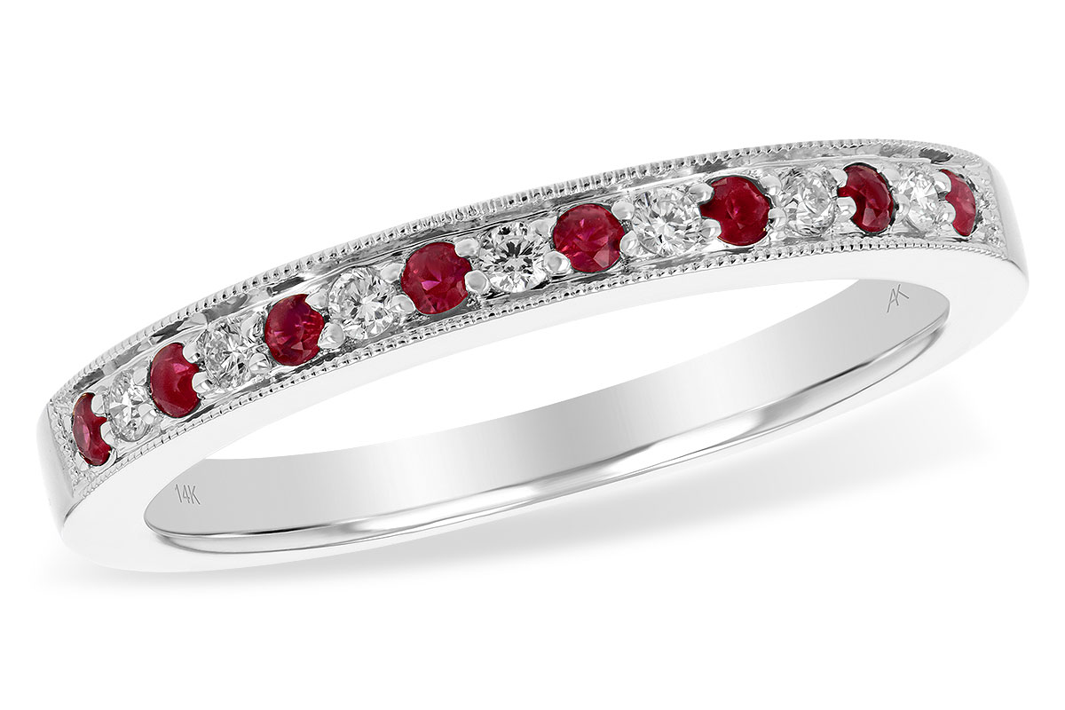 E183-96385: LDS WED RG .12 RUBY .21 TGW