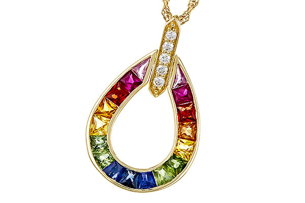 F274-84575: NECKLACE 1.10 MULTI-COLOR SAPPH 1.15 TGW