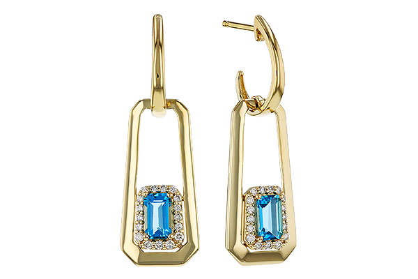 F274-90057: EARRING .66 TW BLUE TOPAZ .80 TGW (5x3MM BT)