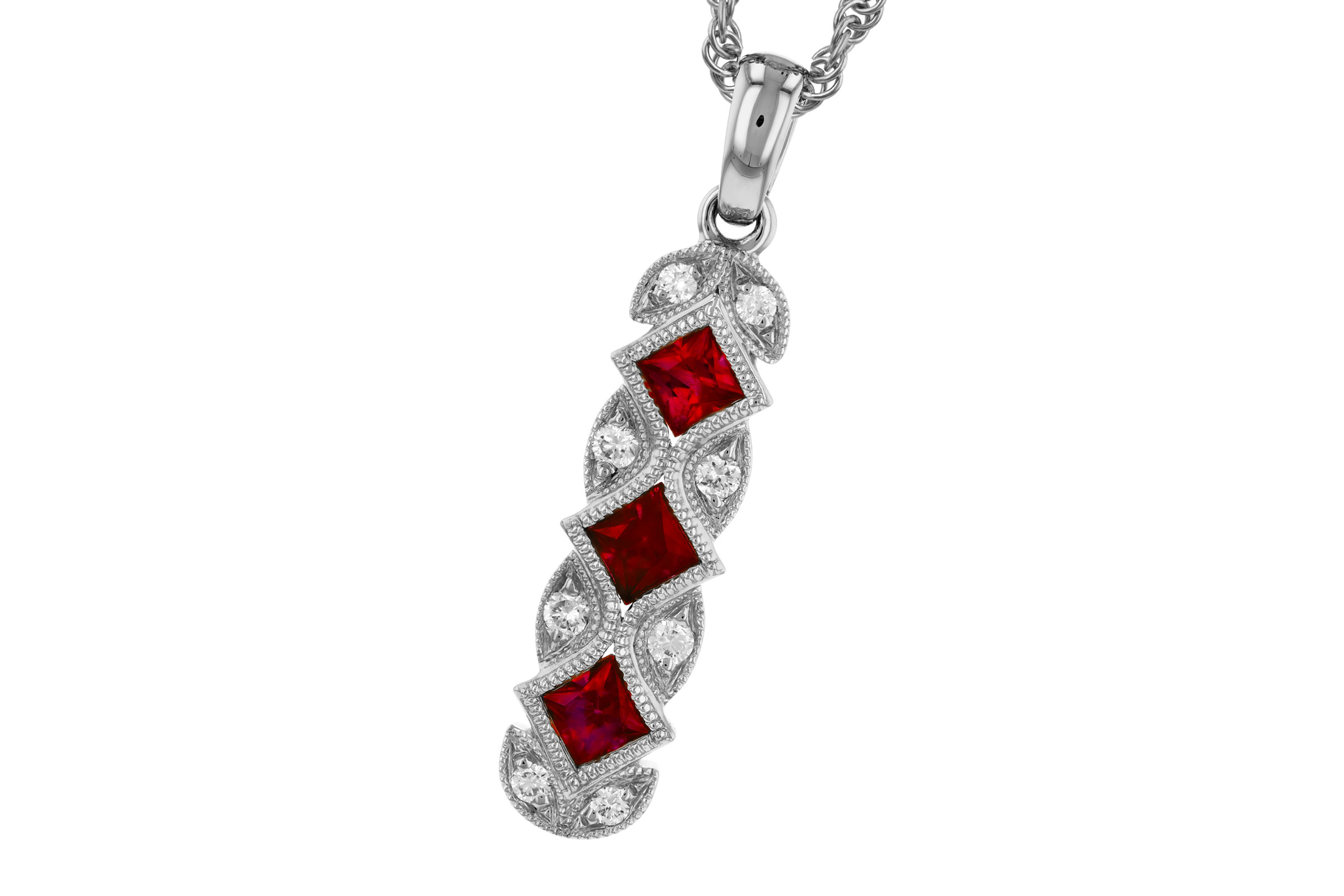 F275-73675: NECKLACE .55 TW RUBY .64 TGW