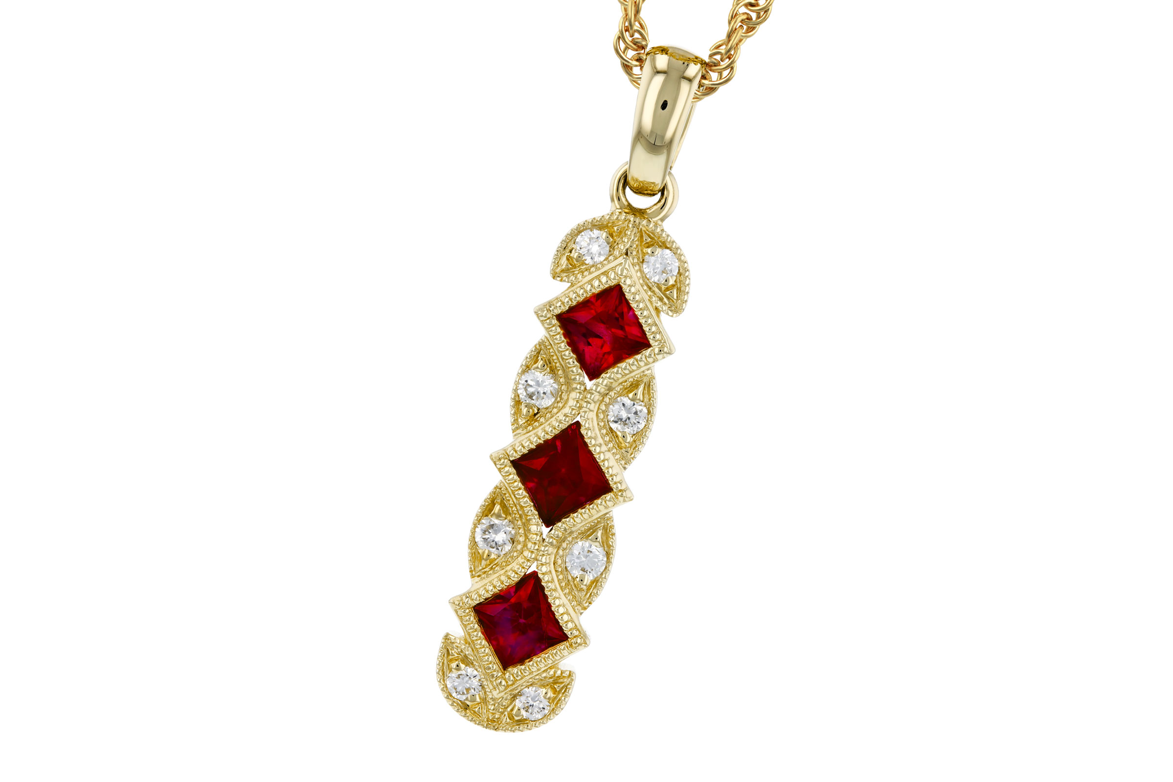F275-73675: NECKLACE .55 TW RUBY .64 TGW