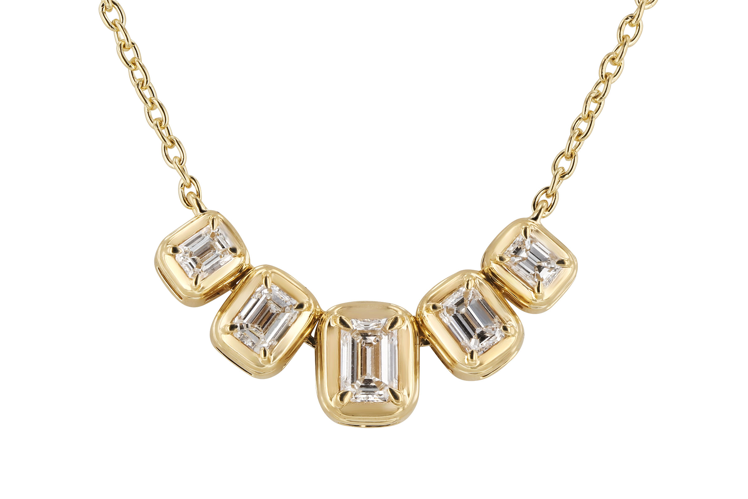 F275-75466: NECKLACE .87 TW EMERALD CUT DIA (18")