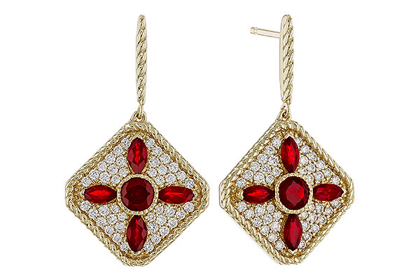 G274-86384: EARRINGS .99 TW RUBY 1.42 TGW