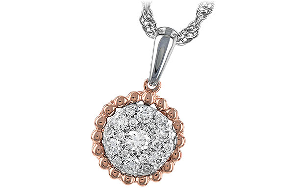 K190-29139: NECKLACE .33 TW (ROSE & WHITE GOLD)