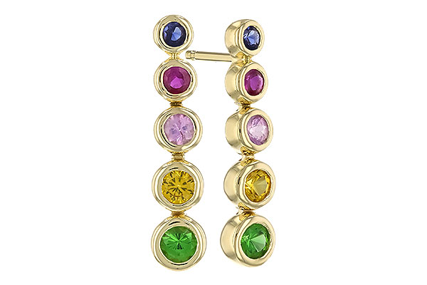 K273-99175: EARR .60 TW MULTI-COLOR SAPPH & GREEN GARNET