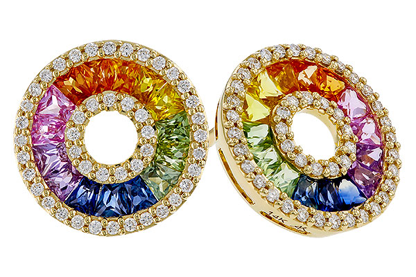 K274-84575: EARRINGS 2.10 MULTI-COLOR SAPP 2.37 TGW