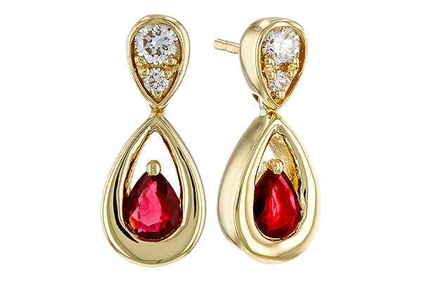 K274-84584: EARRINGS .40 RUBY .52 TGW (4x3 RUBY)