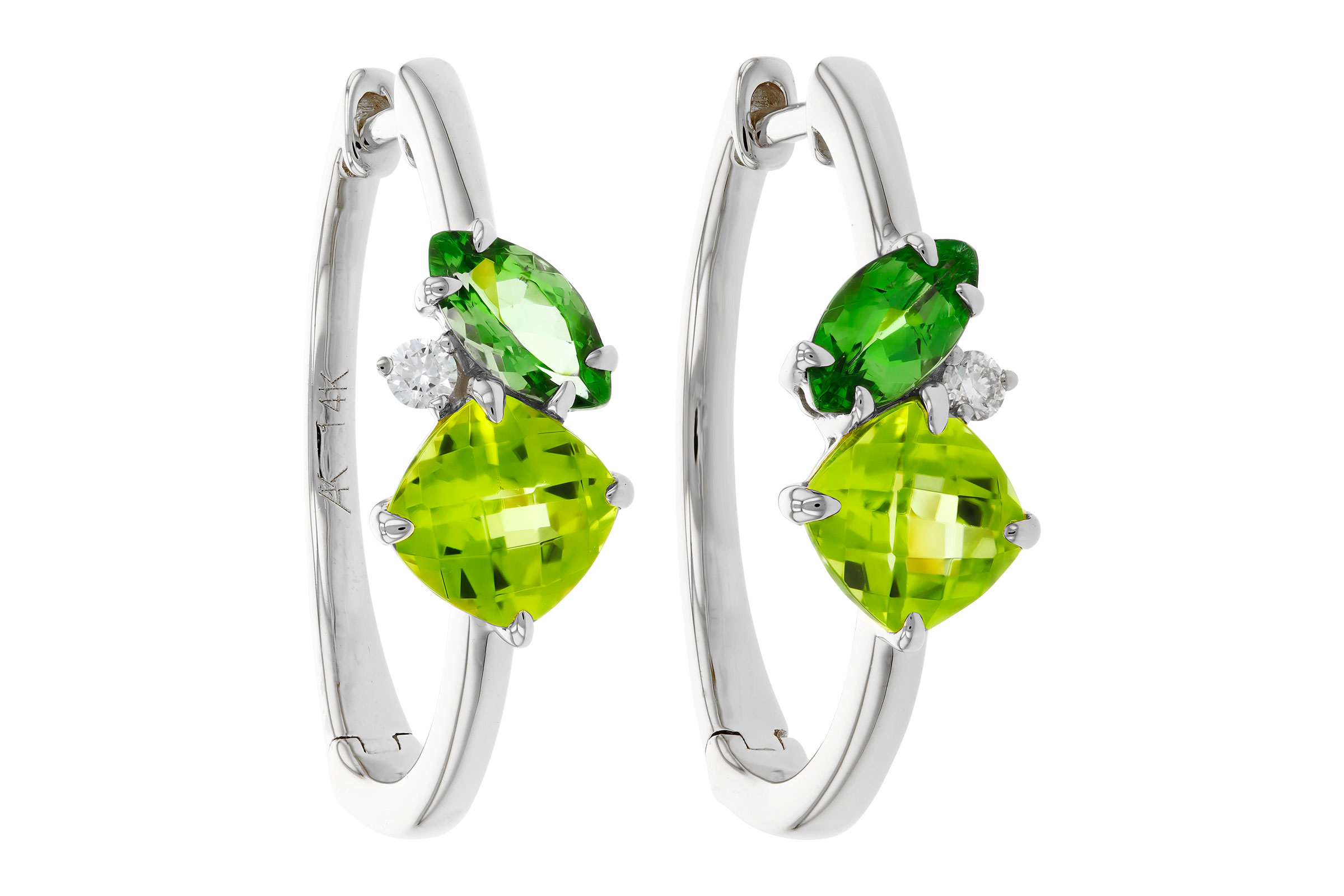 K275-74557: EARRINGS 1.69 TW SEMI-PREC (PER,TSAV) 1.73 TGW