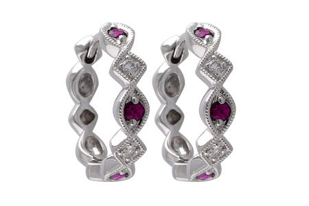 L001-18184: EARRINGS .20 RUBY .25 TGW