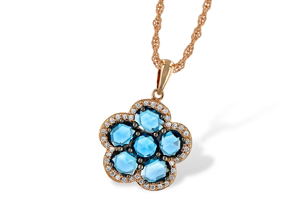 L187-58239: NECK 1.80 ROSE CUT BLUE TOPAZ 1.95 TGW