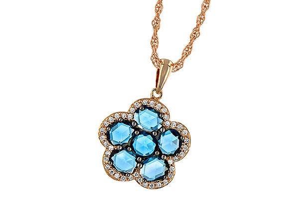 L187-58239: NECK 1.80 ROSE CUT BLUE TOPAZ 1.95 TGW