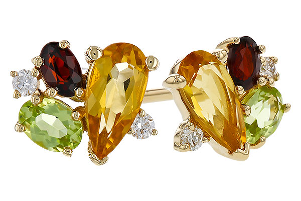 L274-84575: EARRINGS .66 SEMI PREC (CIT,PER,GAR) .70 TGW